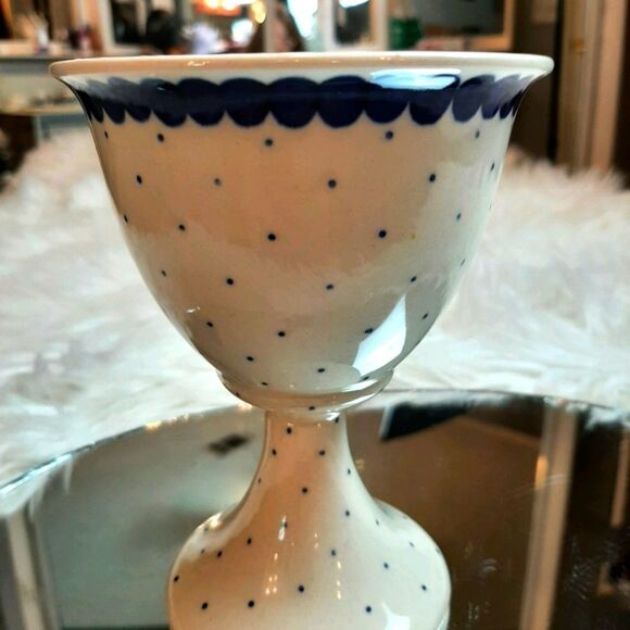 Poland Vintage Pottery Hand Made  Ceramic Goblet  #12 - Picture 2 of 7